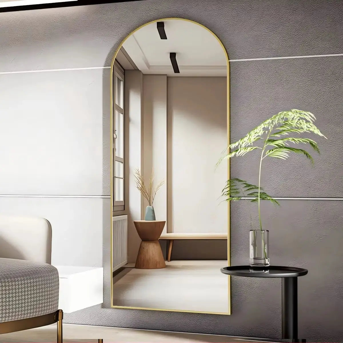 BEAUTYPEAK Arched Full Length Mirror, 71"x26" Full Body Floor Mirror Standing Hanging or Leaning Wall, Full Body Mirror Standing