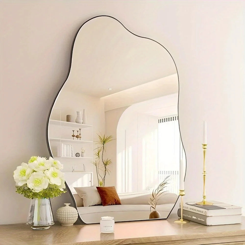 32" x 24.5" Irregular Asymmetrical Frameless Wall Mirror Wall-Mounted