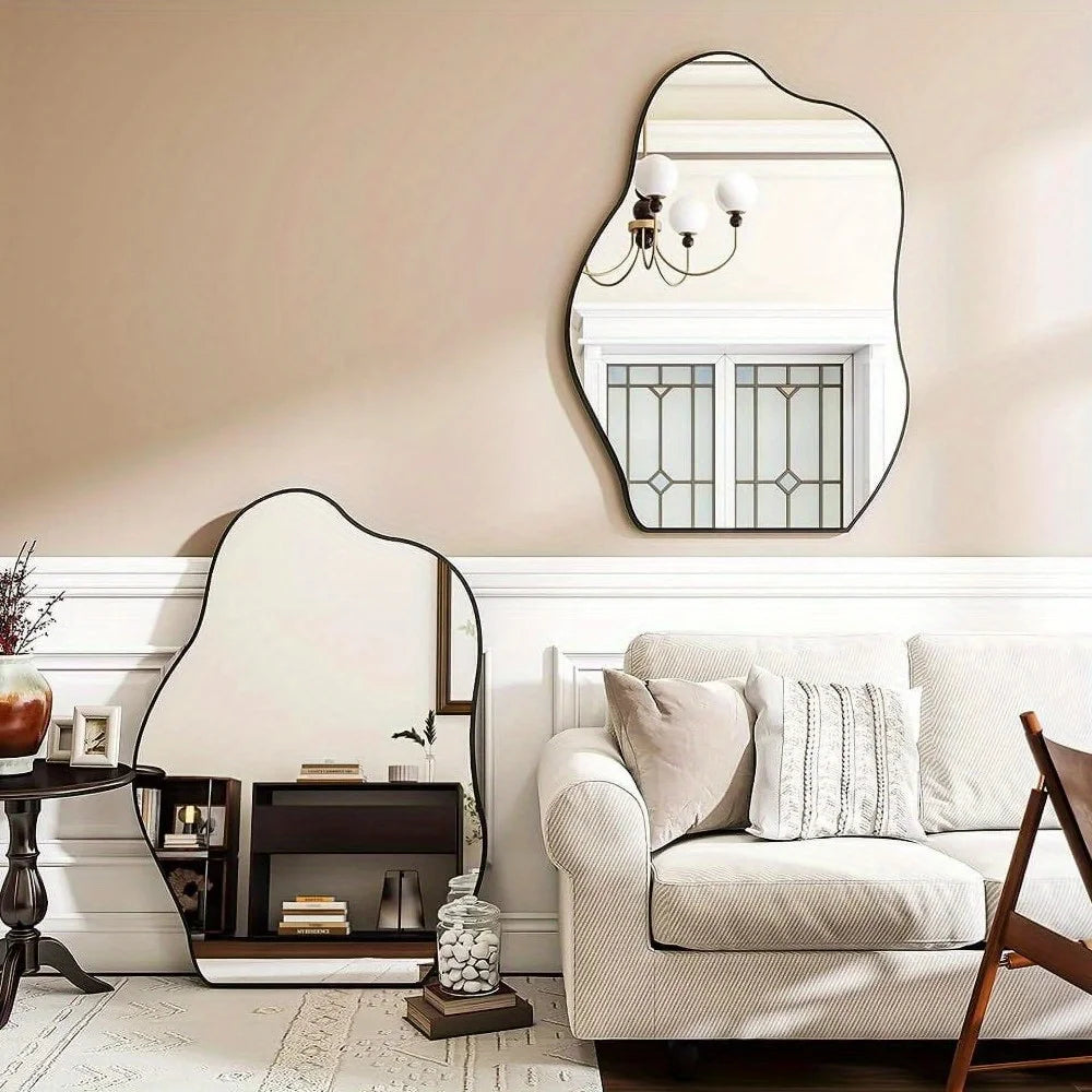 32" x 24.5" Irregular Asymmetrical Frameless Wall Mirror Wall-Mounted