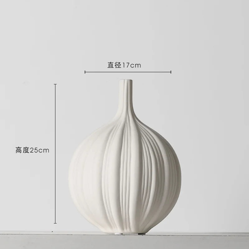 Simple and Creative Simple Elegant Ceramic Vase Decoration Dry Flower Arranger Living Room Advanced Sense of Home Decoration