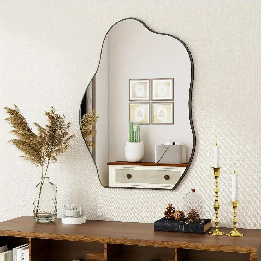 32" x 24.5" Irregular Asymmetrical Frameless Wall Mirror Wall-Mounted