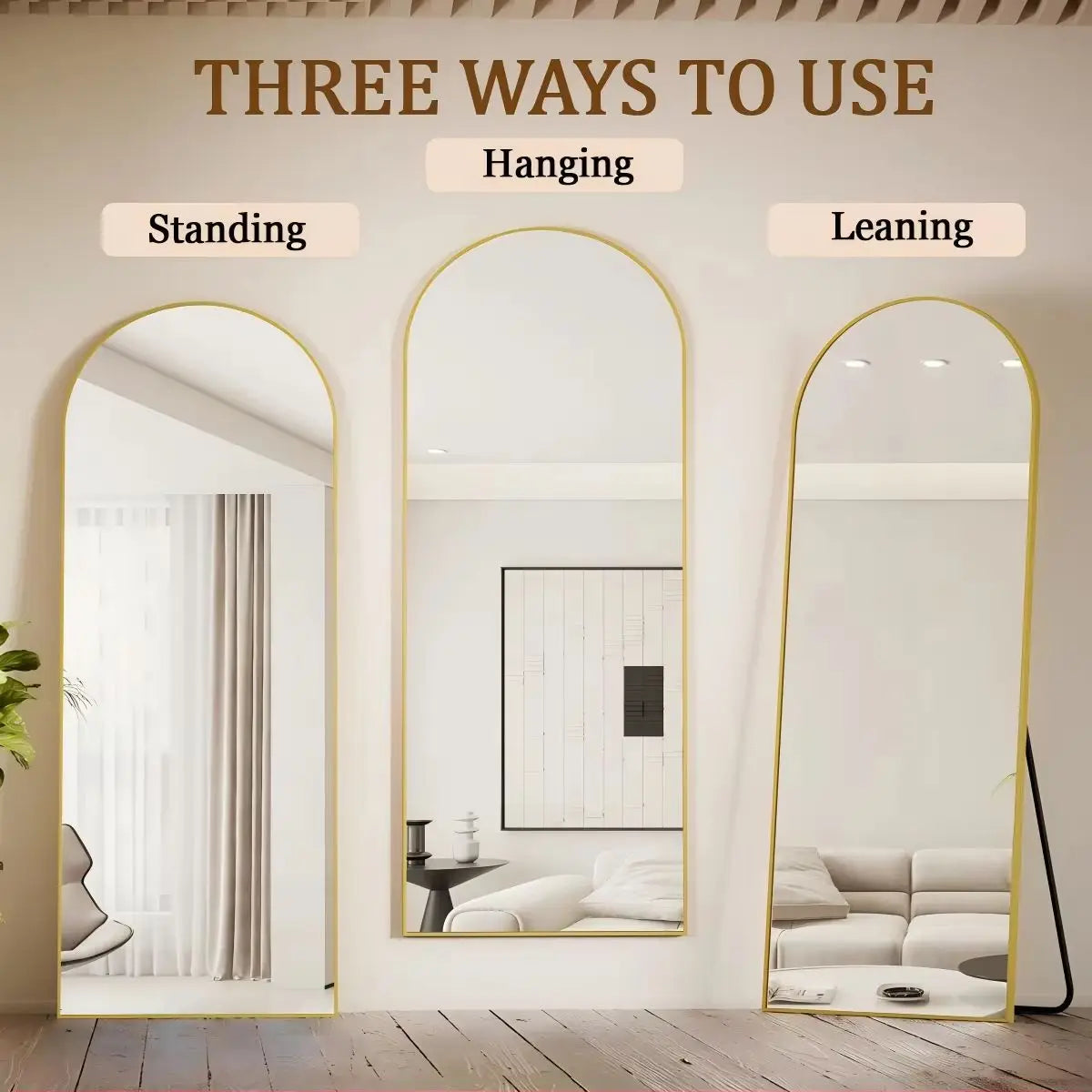 BEAUTYPEAK Arched Full Length Mirror, 71"x26" Full Body Floor Mirror Standing Hanging or Leaning Wall, Full Body Mirror Standing