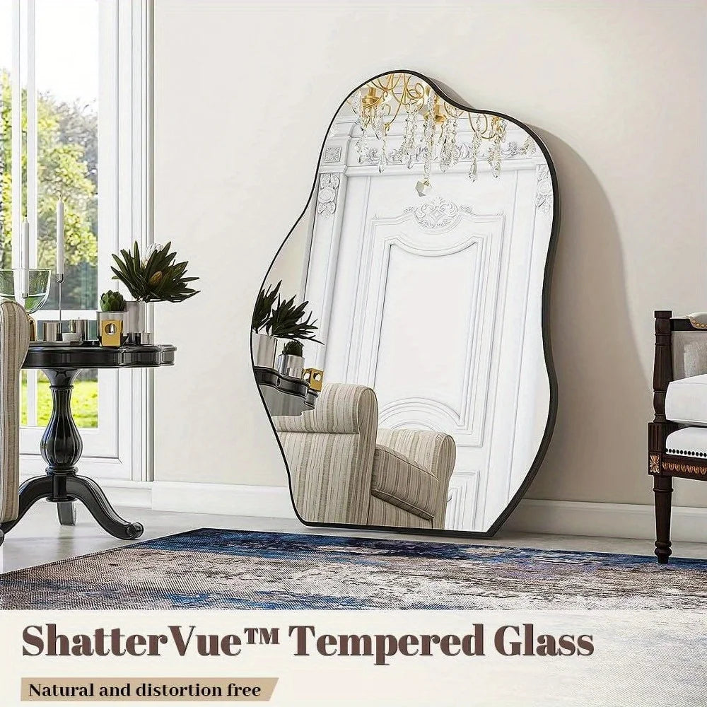 32" x 24.5" Irregular Asymmetrical Frameless Wall Mirror Wall-Mounted