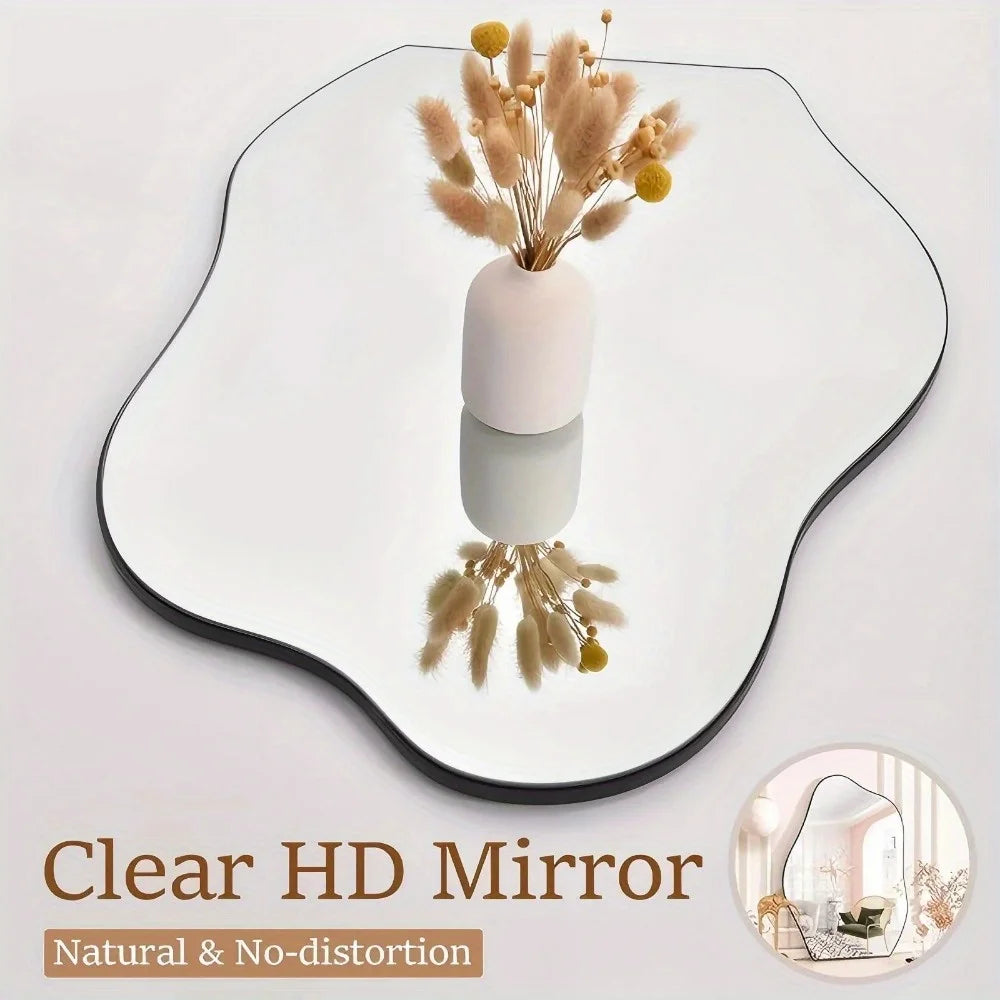 32" x 24.5" Irregular Asymmetrical Frameless Wall Mirror Wall-Mounted